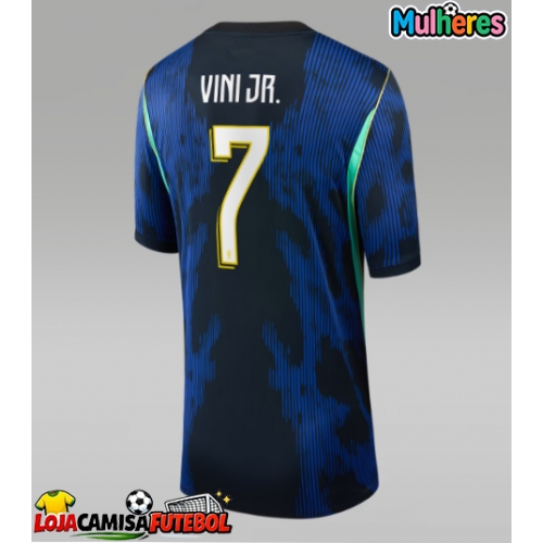 Camisa de Futebol Brasil Vinicius Junior #7 Equipamento Secundário Mulheres Mundo 2026 Manga Curta